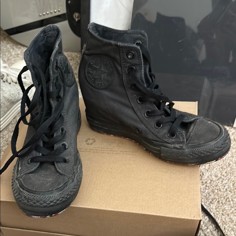 Converse Black High-Top Platform Lux Wedge Sneakers